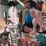 IL GIUDIZIO UNIVERSALE CI SORPRESE SULLE SCALE 120x100 olio su tela 2007, Enrico Robusti IL GIUDIZIO UNIVERSALE CI SORPRESE SULLE SCALE 120x100 olio su tela 2007, Enrico Robusti