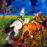 Antonio Ligabue Cavalli imbizzarriti, 1948-1950 olio su tavola 62x57 cm